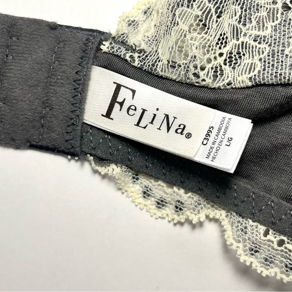Felina Heather Lace C3995 Gray Bralette Size L Wireless Racerback Bra - Picture 5 of 8